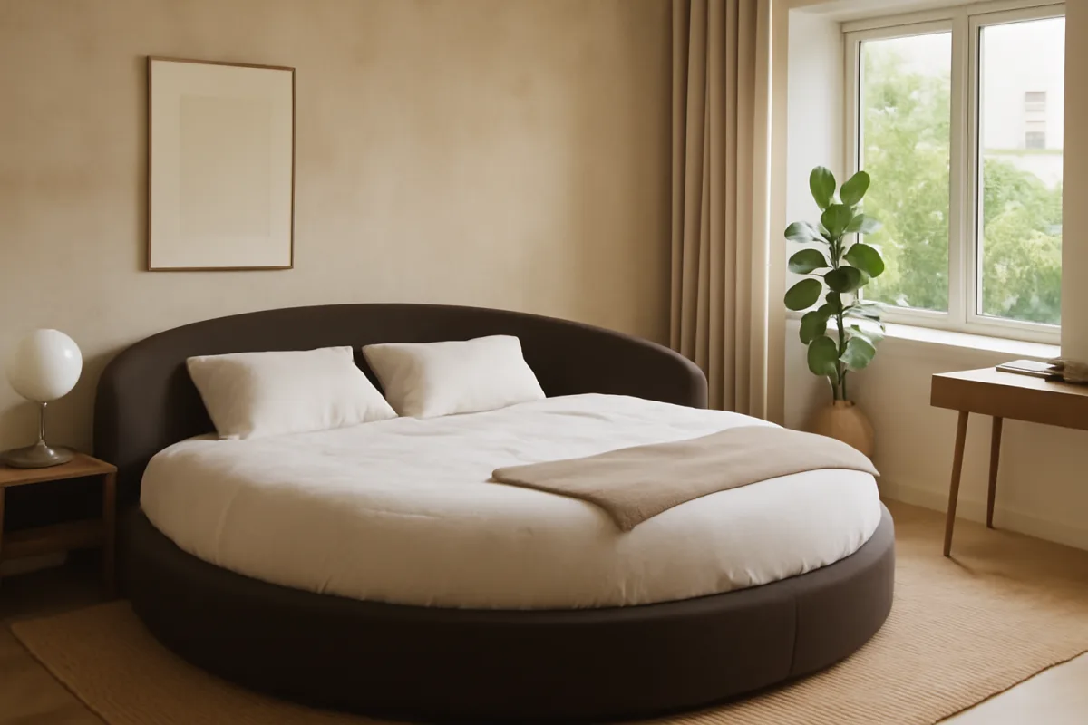 Letto matrimoniale rotondo: pro, contro e stanze dove funziona davvero