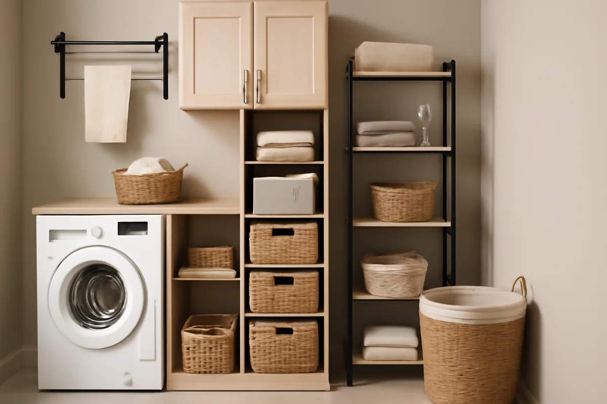 Organizzare la lavanderia in casa: arredi compatti e idee portatutto