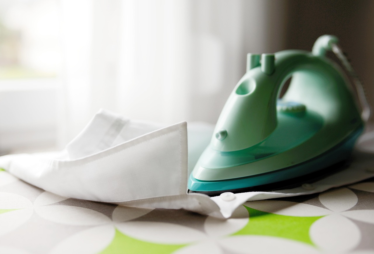 Immagine di un ferro da stiro con piastra bruciata e prodotti per la pulizia.